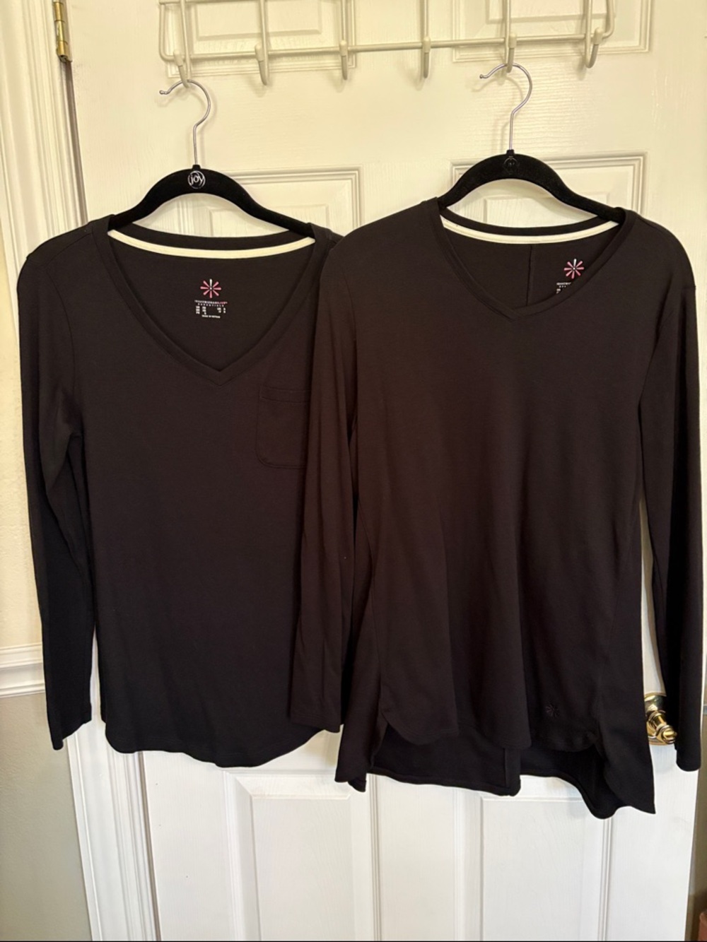 2 Isaac Mizrahi Pima Cotton Long Sleeve V Neck Tees Casual Cozy Easy Care